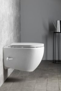 INFINITY CLEANWASH WC wiszące Rimless, z dyszą bidetową i zintegrowaną baterią, 36,5x53 cm, biały