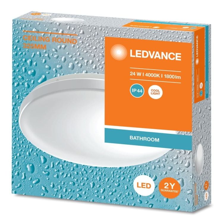 Lampa sufitowa łazienkowa, średnica 325mm, 1800lm, 24W, 4000K, IP44