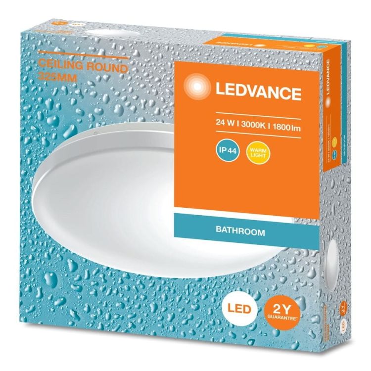 Lampa sufitowa łazienkowa, średnica 325mm, 1800lm, 24W, 3000K, IP44