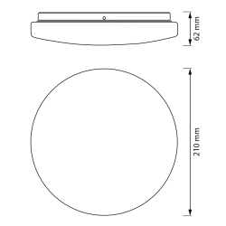 Lampa sufitowa łazienkowa, średnica 210mm, 900lm, 12W, 3000K, IP44