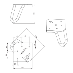 Nábytková noha, výška 103 mm, čierna matná