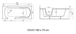 wanna prostokątna dla niepełnosprawnych 160x75 cm z drzwiczkami i siedziskiem Polimat VOVO 00741