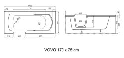 wanna prostokątna dla niepełnosprawnych 170x75 cm z drzwiczkami i siedziskiem Polimat VOVO 00894