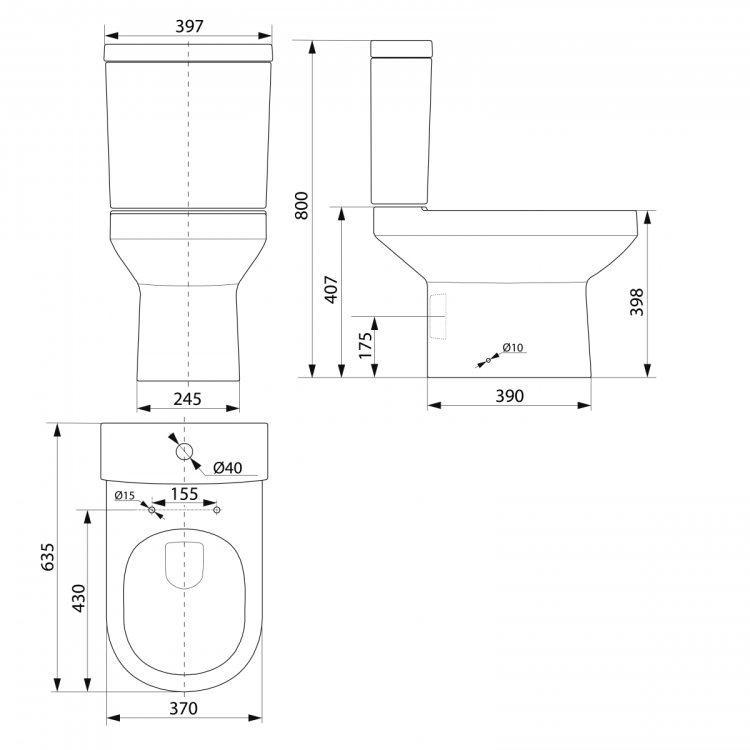 VERMET kompakt WC, odpływ pionowy/poziomy, biały