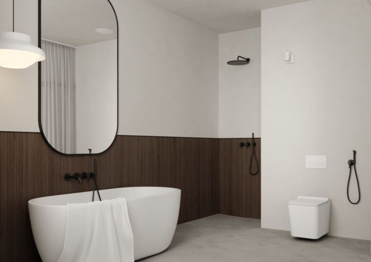 Czarna bateria wannowa podtynkowa Kohlman Axel Black QW260AB