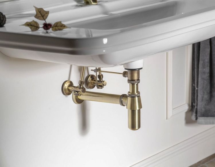 RETRO Syfon umywalkowy 5/4", odpływ 32mm, ciemny brąz