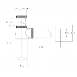 RETRO Syfon umywalkowy 5/4", odpływ 32mm, ciemny brąz