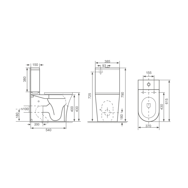 DARIO RIMLESS komplakt WC, odpływ poziomy/pionowy, biały
