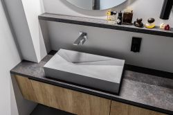 Umywalka blatowa 70x33 cm z architektonicznego betonu Durabad Q100S jasny beton