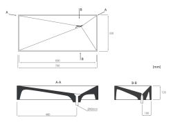 Umywalka blatowa 70x33 cm z architektonicznego betonu Durabad Q100S