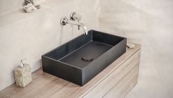 Betonowa umywalka nablatowa 60x33 cm Durabad Q60 antracyt beton