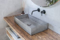 Betonowa umywalka nablatowa 60x33 cm Durabad Q60 jasny beton