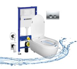 Miska WC wisząca 53x36 cm z funkcją bidetu Vito OA z deską WC, stelażem GEBERIT Duofix Up100 i baterią w komplecie