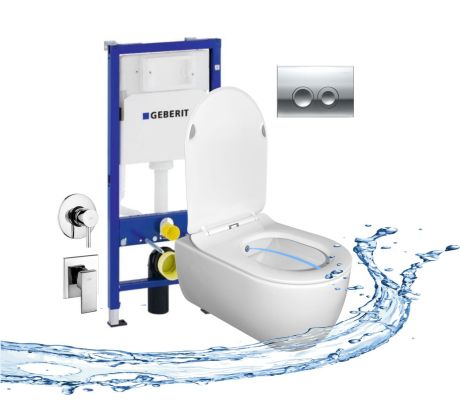 Przejdź do produktu Miska WC wisząca 53x36 cm z funkcją bidetu Vito OA z deską WC, stelażem GEBERIT Duofix Up100  i baterią w komplecie
