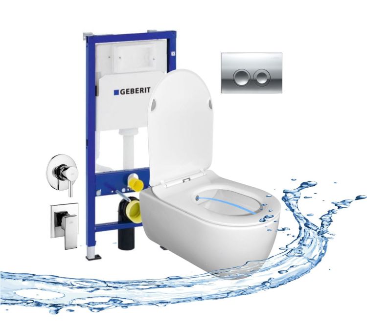 Miska WC wisząca 53x36 cm z funkcją bidetu Vito OA z deską WC, stelażem GEBERIT Duofix Up100 i baterią w komplecie