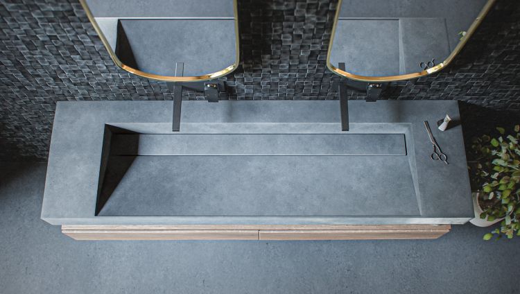 Podwójna umywalka z betonu architektonicznego na wymiar Durabad Q70L NW jasny beton