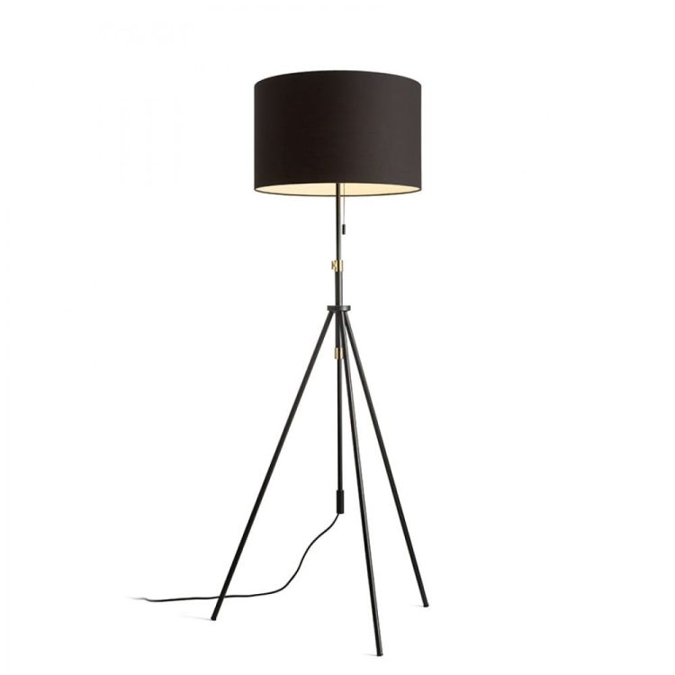 LUTON/RON 55 podłogowa  Polycotton czarna/czarna/metal 230V LED E27 15W