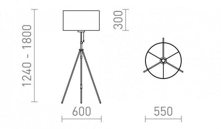 LUTON/RON 55 podłogowa  Polycotton czarna/czarna/metal 230V LED E27 15W