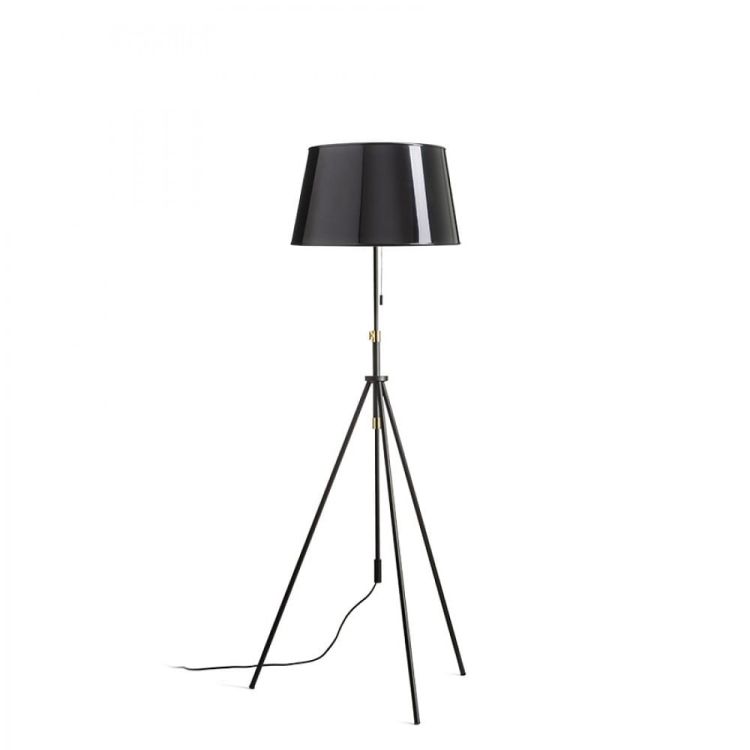 LUTON/RIDICK podłogowa błyszcząca czarna folia złota/czarna/metal 230V LED E27 15W