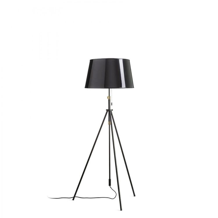 LUTON/RIDICK podłogowa błyszcząca czarna folia złota/czarna/metal 230V LED E27 15W