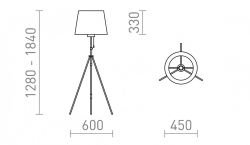 LUTON/ILUSION podłogowa  folia chromowana/czarna/metal 230V LED E27 15W