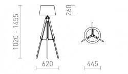 ALVIS/RIDICK podłogowa błyszcząca czarna folia złota/bambus 230V LED E27 15W