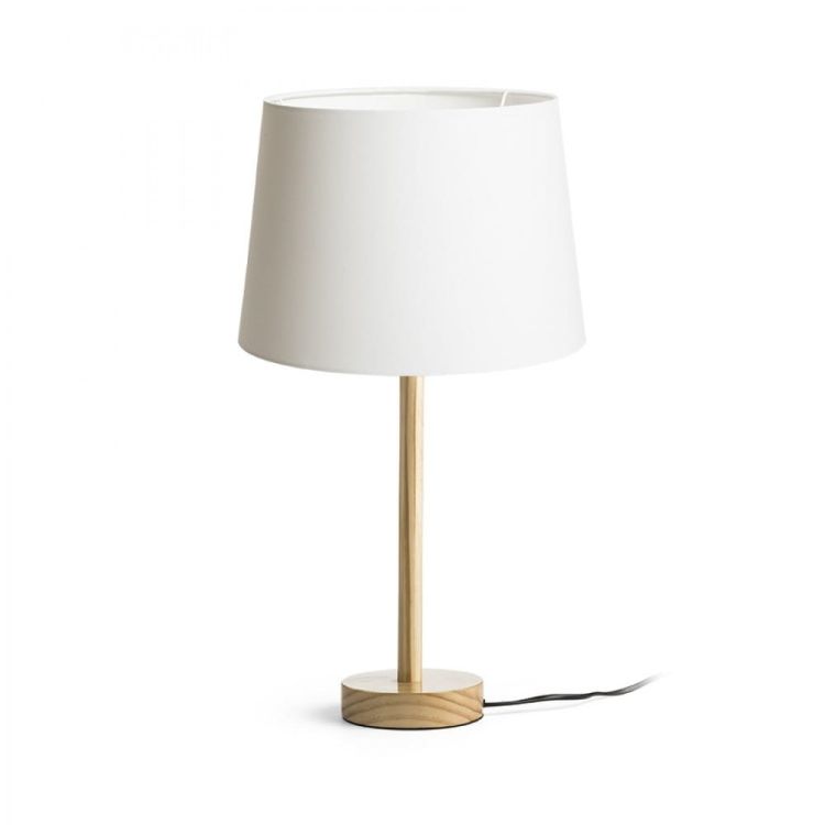 MAUI/AMBITUS 30 stołowa  Polycotton biała/drewno 230V LED E27 15W