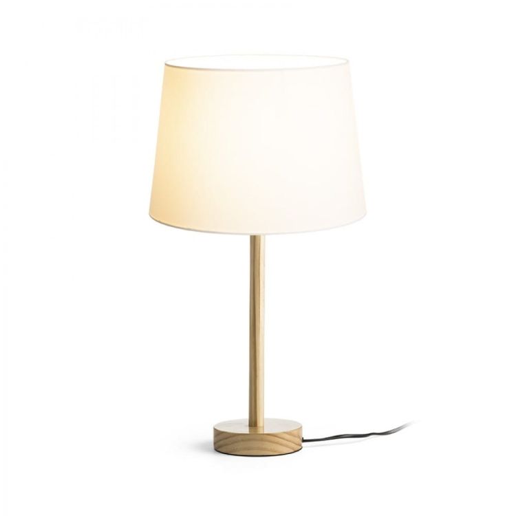 MAUI/AMBITUS 30 stołowa  Polycotton biała/drewno 230V LED E27 15W