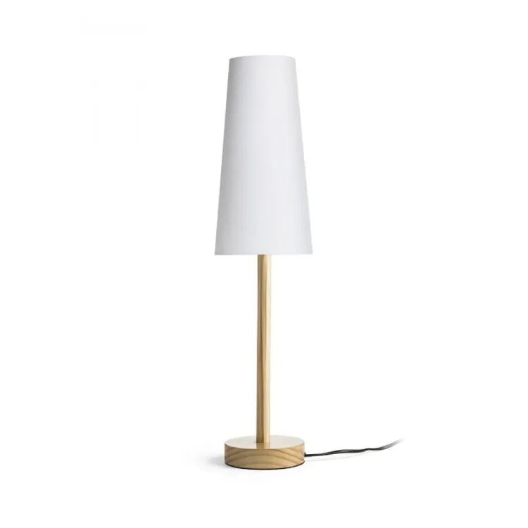 MAUI/CONNY 15/30 stołowa  Polycotton biała/drewno 230V LED E27 11W