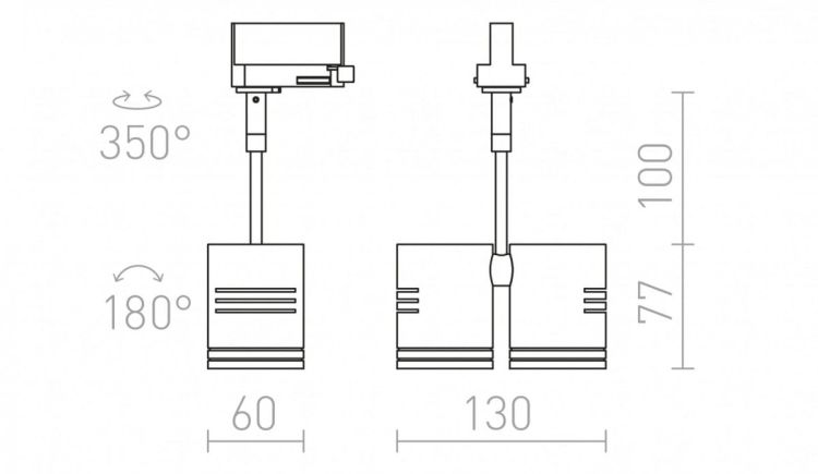 BEEBA II do szyny  3-faz biała  230V GU10 2x35W