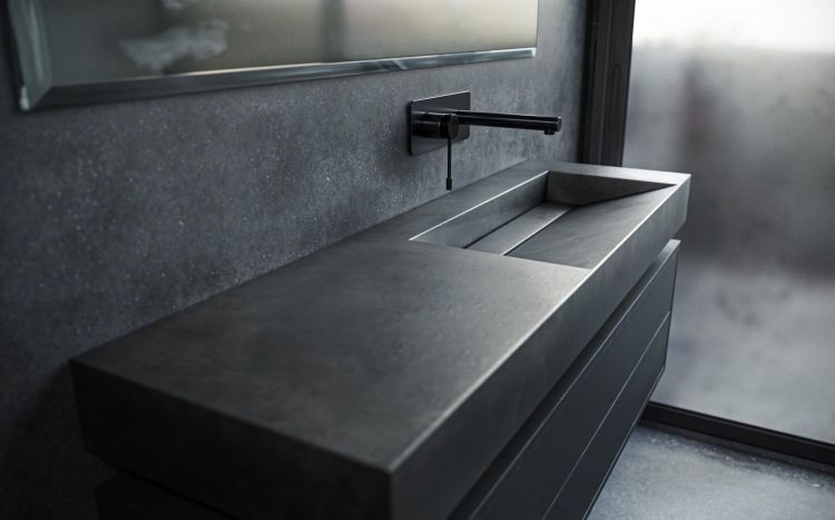 Umywalka z betonu architektonicznego na wymiar Durabad Q70C NW antracyt beton