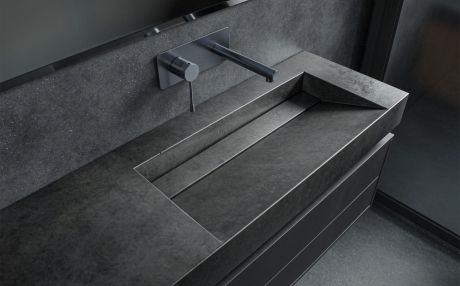 Przejdź do produktu Umywalka z betonu architektonicznego i blatami po bokach na wymiar Durabad Q70C NW jasny beton