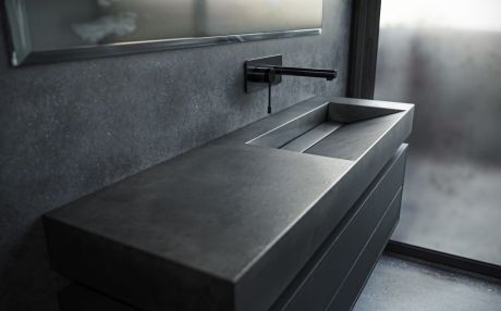 Przejdź do produktu Umywalka z betonu architektonicznego i blatami po bokach na wymiar Durabad Q70C NW jasny beton