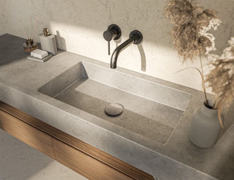Umywalka z betonu architektonicznego na wymiar Durabad Q60C NW jasny beton