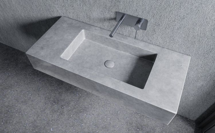 Umywalka z betonu architektonicznego na wymiar Durabad Q60C NW jasny beton