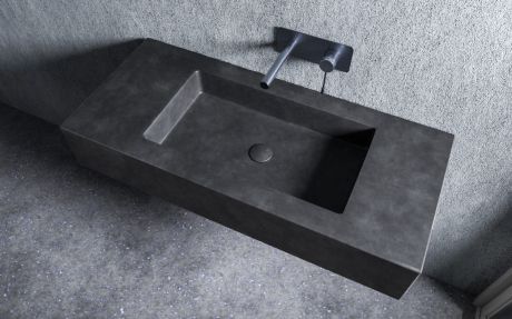 Przejdź do produktu Umywalka z betonu architektonicznego na indywidualny wymiar z blatami po bokach Durabad Q60C NW antracyt beton