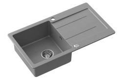 Zlewozmywak granitowy z ociekaczem, 77x44cm, szary