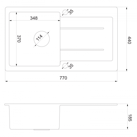 Przejdź do produktu Zlewozmywak granitowy z ociekaczem, 77x44cm, szary