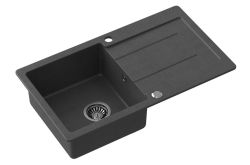 Zlewozmywak granitowy z ociekaczem, 77x44cm, czarny