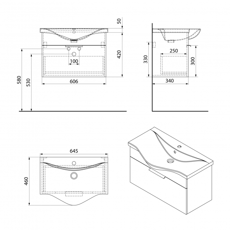 AKIRA szafka umywalkowa 60,6x42x34cm, biały