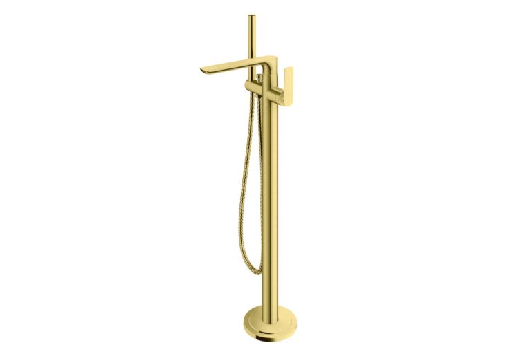 Bateria wannowa, wolnostojąca 88 cm ze słuchawką prysznicową złoty szczotkowany Kohlman Experience Gold Brushed QF1165EGDB