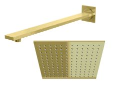 Deszczownica kwadratowa 25x25 cm z ramieniem złoty szczotkowany Kohlman Experience Gold Brushed Q25EGDB+WQEGDB