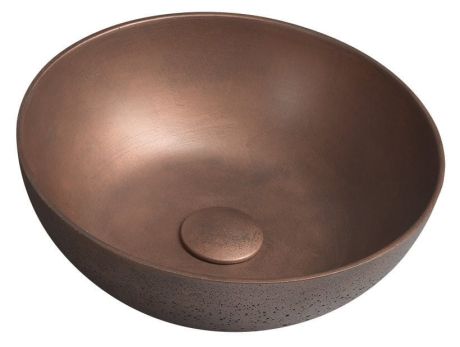 Przejdź do produktu FORMIGO umywalka betonowa nablatowa, średnica 39cm, miedź mat