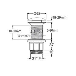Korek umywalkowy 5/4'', klik-klak, betonowy grzybek, szara