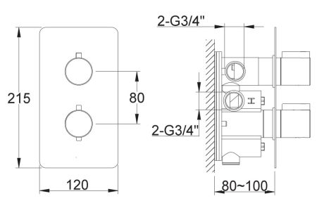 Przejdź do produktu Bateria wannowa 3-drożna podtynkowa termostatyczna 12x21 cm Kohlman Experience QW433E chrom