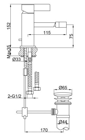 Przejdź do produktu Bateria bidetowa 15 cm z korkiem automatycznym Kohlman Dexame QB130D chrom