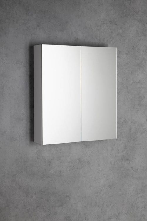 NEON szafka z lustrem, podwójne lustro, 600x665mm, biała