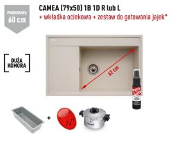 Zlewozmywak jednokomorowy 79x50 cm z blatem 1B 1D Pyramis Camea 070091101 beż piaskowy prawy