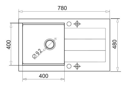 Przejdź do produktu Zlewozmywak jednokomorowy 78x48 cm z czarną baterią 1B 1D Pyramis Sparta Plus Lux 070 167 101I volcano lewy