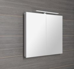 GRETA szafka z lustrem, oświetlenie LED, 81x70x14cm, biały mat